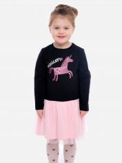 Акция на Дитяче святкове фатинове плаття для дівчинки Vidoli G-21889W 128 см Чорний/Рожевий от Rozetka