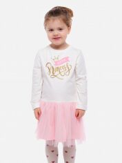 Акция на Дитяче святкове фатинове плаття для дівчинки Vidoli G-21891W 110 см Молочний/Рожевий от Rozetka