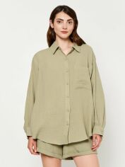 Акция на Сорочка бавовняна оверсайз жіноча Outhorn Shirt F018 OTHSS23TSHIF018-47S S Зелена от Rozetka