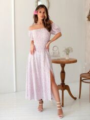Акція на Плаття міді літнє жіноче ISSA PLUS 13951 XL Рожеве від Rozetka