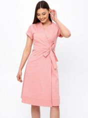 Акция на Сукня-сорочка міді літня жіноча Dressa 59609 42 Рожева от Rozetka