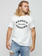 Акція на Футболка бавовняна довга чоловіча YAPPI Kharkiv - Незламная MW2752 M Біла від Rozetka