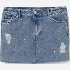 Акція на Спідниця джинсова міні літня пряма жіноча H&M FL0721050 38 Синя від Rozetka