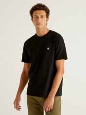 Акція на Футболка бавовняна довга чоловіча United Colors of Benetton 3MI5J1AF7-100 XL Чорна від Rozetka