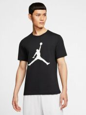 Акція на Футболка бавовняна довга чоловіча Nike M Jordan Jumpman Ss Crew CJ0921-011 L Чорна з принтом від Rozetka