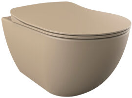 Акція на Унітаз підвісний CREAVIT Free FE320-11CM00E-0000 + сидіння Soft Close KC0903.01.0800E дюропласт капучино матовий від Rozetka