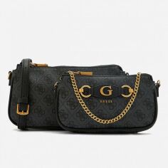 Акція на Сумка-кросбоді жіноча Guess Izzy Double Pouch 865470-1 Чорна від Rozetka