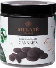 Акция на Темний шоколад Mulate Premium Bites "Dark Cannabis" з конопляним протеїном 150 г от Rozetka