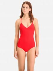 Акция на Купальник закритий жіночий Puma Swim Women’s V-Neck Cross-back Swimsuit 93508602 S Red от Rozetka