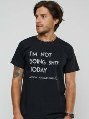 Акція на Футболка бавовняна довга чоловіча YAPPI I`m not doing shit today MB2832 XL Чорна від Rozetka