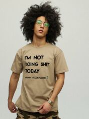 Акція на Футболка бавовняна довга чоловіча YAPPI I`m not doing shit today MKH10094 XL Хакі від Rozetka