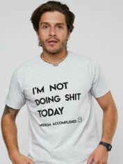 Акція на Футболка бавовняна довга чоловіча YAPPI I`m not doing shit today MG2720 XL Сіра від Rozetka