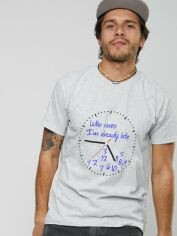 Акція на Футболка бавовняна довга чоловіча YAPPI Who cares. I`m already late MG2722 XL Сіра від Rozetka