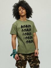 Акція на Футболка бавовняна довга чоловіча YAPPI Again - Gain MOL10258 XL Хакі зелена від Rozetka