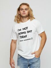 Акція на Футболка бавовняна довга чоловіча YAPPI I`m not doing shit today MW2751 L Біла від Rozetka