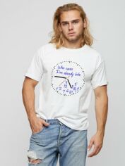 Акція на Футболка бавовняна довга чоловіча YAPPI Who cares. I`m already late MW2753 M Біла від Rozetka