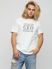 Акція на Футболка бавовняна довга чоловіча YAPPI CEO MW2750 L Біла від Rozetka