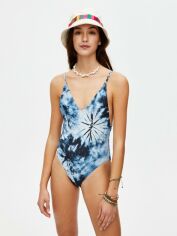 Акція на Суцільний купальник жіночий Pull & Bear XAZ241165XWMW XS Синій/Білий від Rozetka