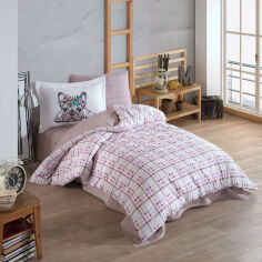 Акція на Подростковое постельное белье из поплина Monart Hobby розовое Полуторный комплект від Podushka