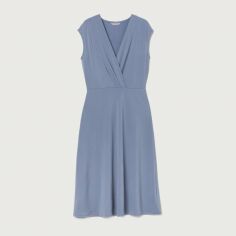 Акція на Сукня на запах міді жіноча літня H&M XAZ343124WPKV L Блідо-синя від Rozetka