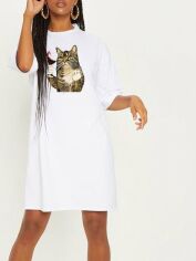 Акція на Сукня-футболка міні літня жіноча Love&Live Cheeky cat LLP03597 XL-XXL Біла від Rozetka