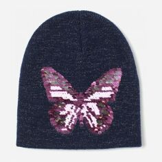 Акція на Дитяча зимова шапка-біні в'язана для дівчинки H&M 7341859wtr 37 см Темно-синя від Rozetka