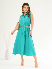 Акция на Плаття-сорочка міді літнє жіноче ISSA PLUS 14080 XL Бірюзове от Rozetka