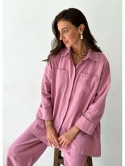 Акция на Сорочка бавовняна оверсайз жіноча Прованс ShirtLin2023 Oversize Попільно-рожева от Rozetka