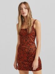 Акція на Сукня коротка літня жіноча Bershka XAZ355050LQIM S Чорна з цегляним від Rozetka