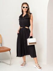 Акция на Плаття-сорочка міді літнє жіноче ISSA PLUS 14080 XL Чорне от Rozetka