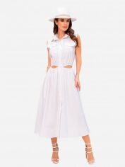 Акція на Сукня-сорочка міді літня жіноча ISSA PLUS 14080 L Біла від Rozetka