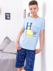 Акция на Піжама (футболка + шорти) дитяча Носи Своє 6245-002-33-1 140 см Геометрія/Темно-синій (p-10535-113156) от Rozetka