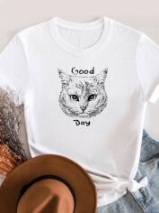 Акция на Футболка Love&Live Good cat day LLP03360 S Біла от Rozetka