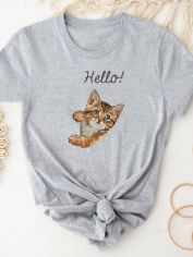 Акция на Футболка Love&Live Hello! I'm a kitten LLP03366 XL Сіра от Rozetka