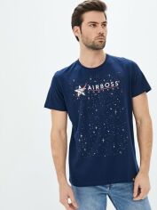 Акция на Чоловіча Футболка бавовняна довга чоловіча Airboss Nasa logo space XL Dark blue от Rozetka