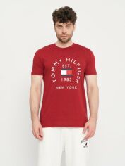 Акція на Футболка бавовняна довга чоловіча Tommy Hilfiger 11032.4 S Бордова від Rozetka