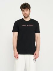 Акція на Футболка бавовняна довга чоловіча Tommy Hilfiger 11168.1 2XL Чорна від Rozetka