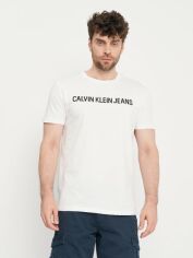 Акція на Футболка бавовняна довга чоловіча Calvin Klein 11156 Xl 50 Біла від Rozetka