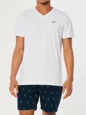Акція на Футболка бавовняна довга чоловіча Hollister 324 368 0806 100 XXS Біла від Rozetka