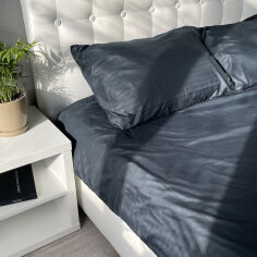 Акція на Комплект постельного белья Fiber Black Stripe Emily микрофибра черный Полуторный комплект від Podushka