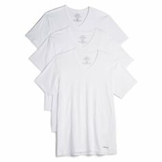 Акція на Набір футболок бавовняних довгих чоловічих Calvin Klein 171712890 S 3 шт Біла від Rozetka