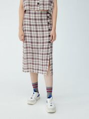 Акція на Спідниця міді літня пряма жіноча Pull & Bear XAZ237392WQUA M Бежева з бордовим від Rozetka