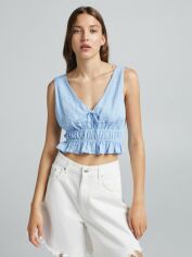 Акція на Топ жіночий Bershka XAZ355751OTMI M Світло-синій від Rozetka