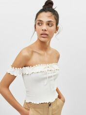 Акція на Топ жіночий Bershka XAZ282149RPGB L Молочний від Rozetka