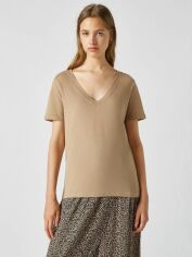 Акція на Футболка бавовняна жіноча Pull & Bear XAZ372780JMZW XS Темно-бежева від Rozetka