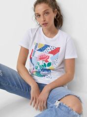 Акція на Футболка Stradivarius XAZ373511CBPB S Біла з різнокольоровим від Rozetka