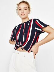 Акція на Футболка Bershka XAZ355760ZWCA XS Темно-синя від Rozetka