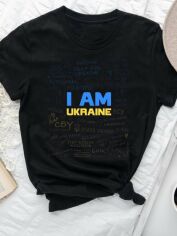 Акция на Футболка жіноча Love&Live I am Ukrainian UA LLP03796 M Чорна от Rozetka