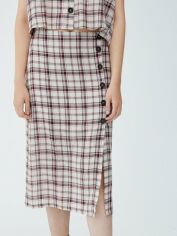 Акція на Спідниця міді літня пряма жіноча Pull & Bear XAZ237392WQUA S Бежева з бордовим від Rozetka