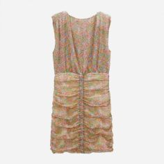 Акція на Плаття коротке літнє жіноче Zara XAZ265493IRNZ L Бежеве з різнокольоровим від Rozetka